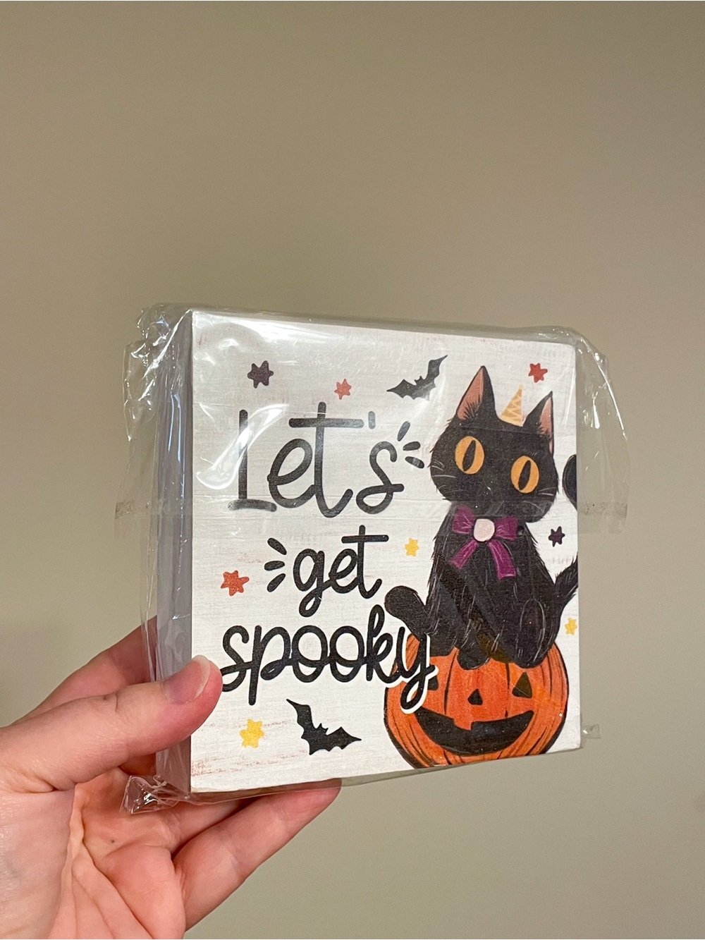 Let’s Get Spooky Halloween Rustic Wooden Decor - Black Cat and Pumpkin - Picture 10 of 10